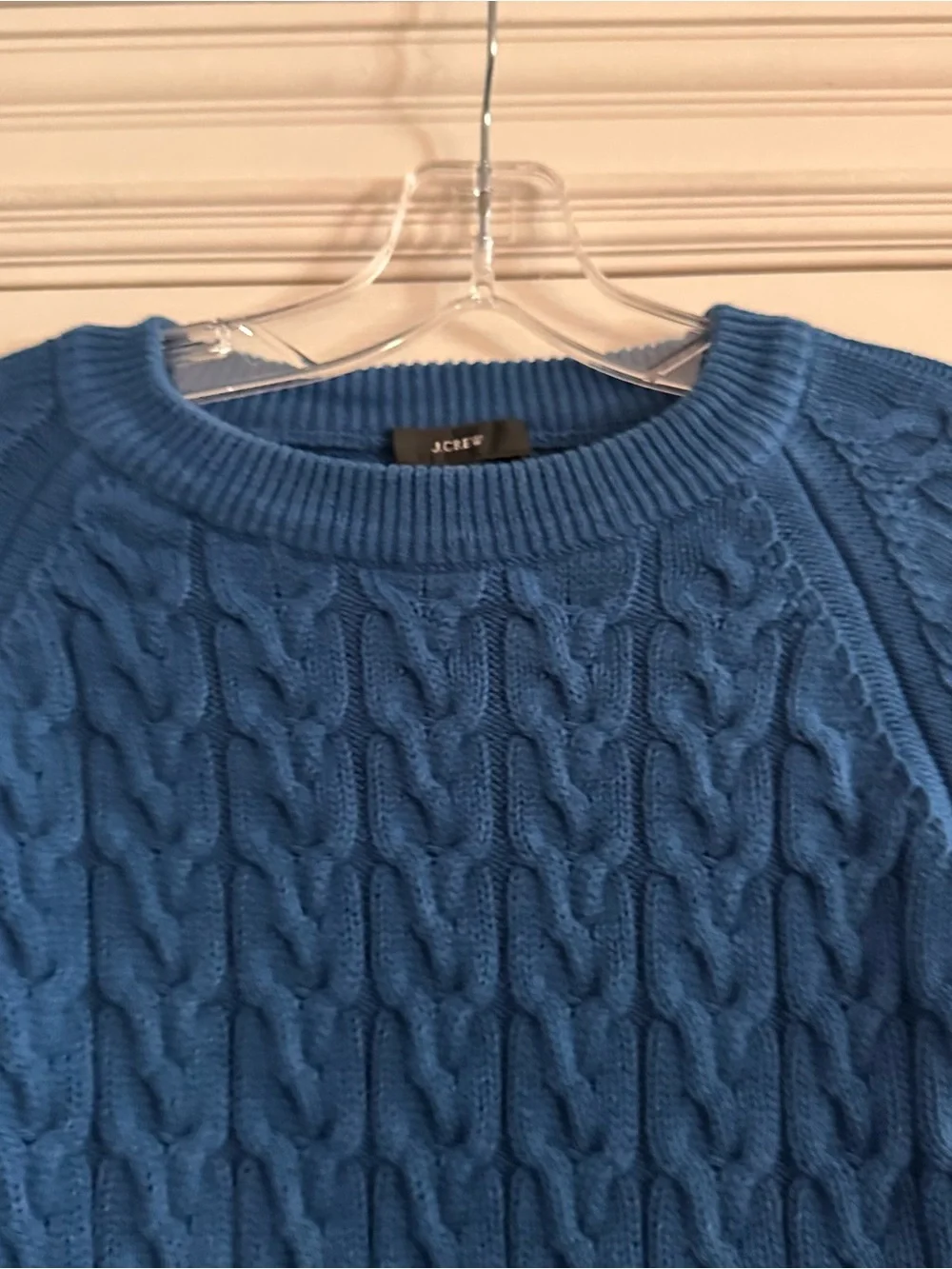 J. Crew Relaxed Fit Cable Knit Crewneck Sweater Ay824 Blue XS Cotton Preppy 2021